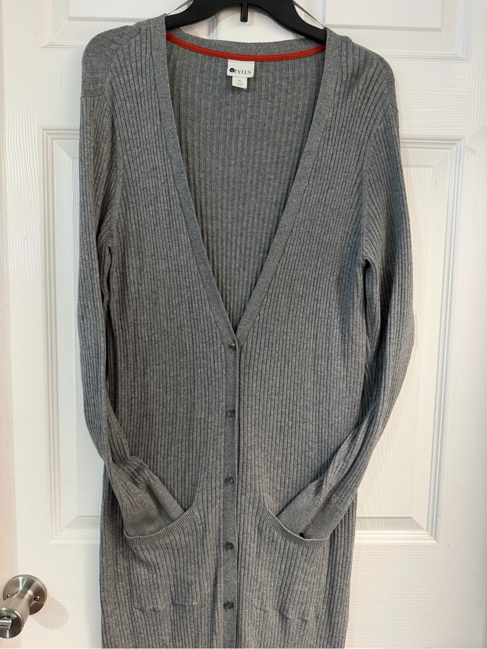 STYLUS Grey Ribbed Longline Button-Front Cardigan - Picture 7 of 9